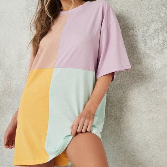 Missguided Color Block Tshirt Dress - Picture 1 of 2